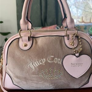 Juicy Couture Pink Suede Logo Satchel NWOT